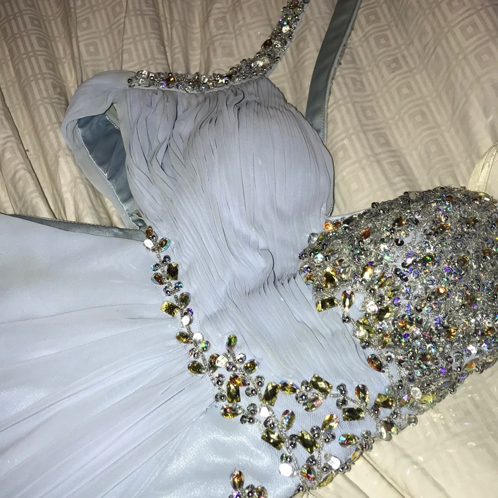 Long Light Blue prom Dress